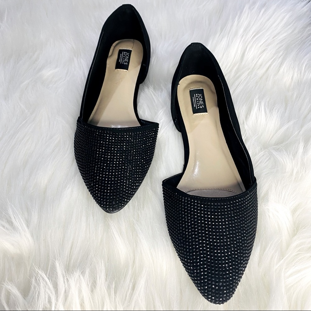 New! Woman’s Jones New York Rhinestoned Black Flats